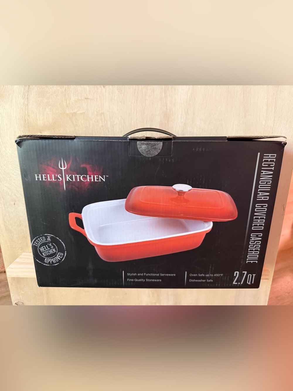 Red Rectangular Covered Casserole Dish